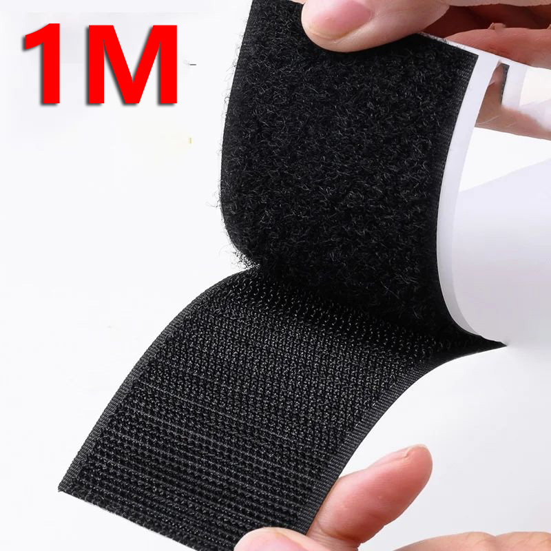 5M Reusable Self-adhesive Hook and Loop Fastener Tape Magic Nylon Sticker Strips with Glue for DIY Craft Accessories Black White