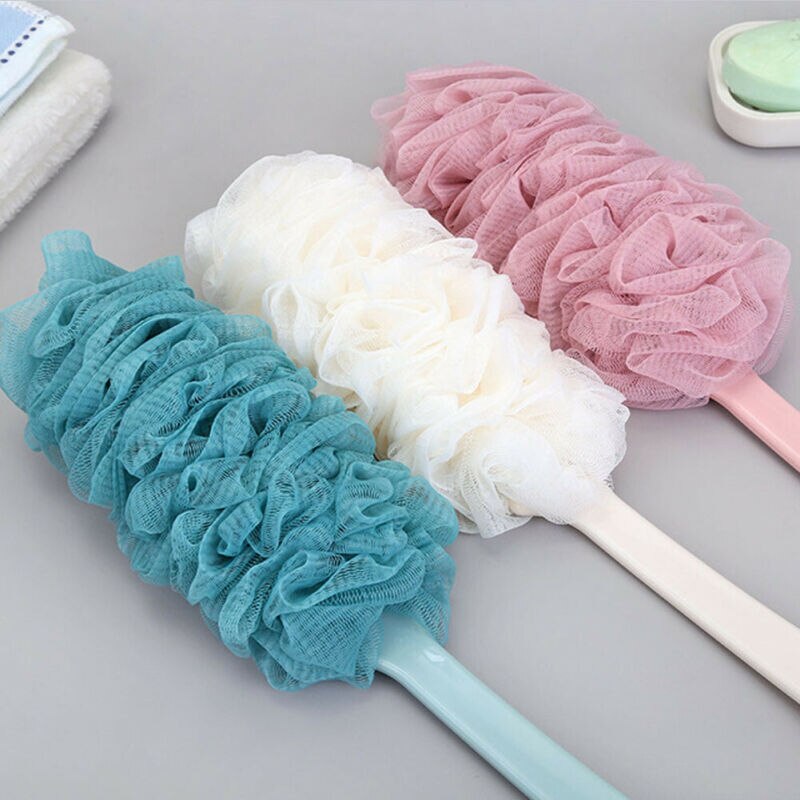 1pc Long Handle Bath Brush Back Bath Shower Scrubber Body Soft Mesh Scrub Puff Clean Oneself Bath Back Brush Sponge