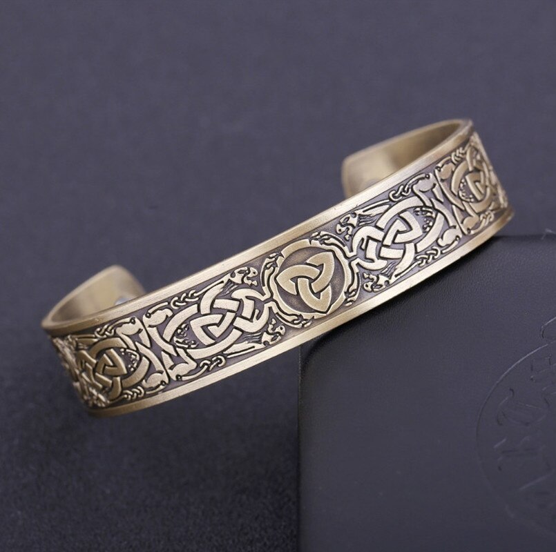 Mode Glamour Mannen Viking Manchet Armband Antiek Zilver Nordic Stijl Mannen Vintage Sieraden