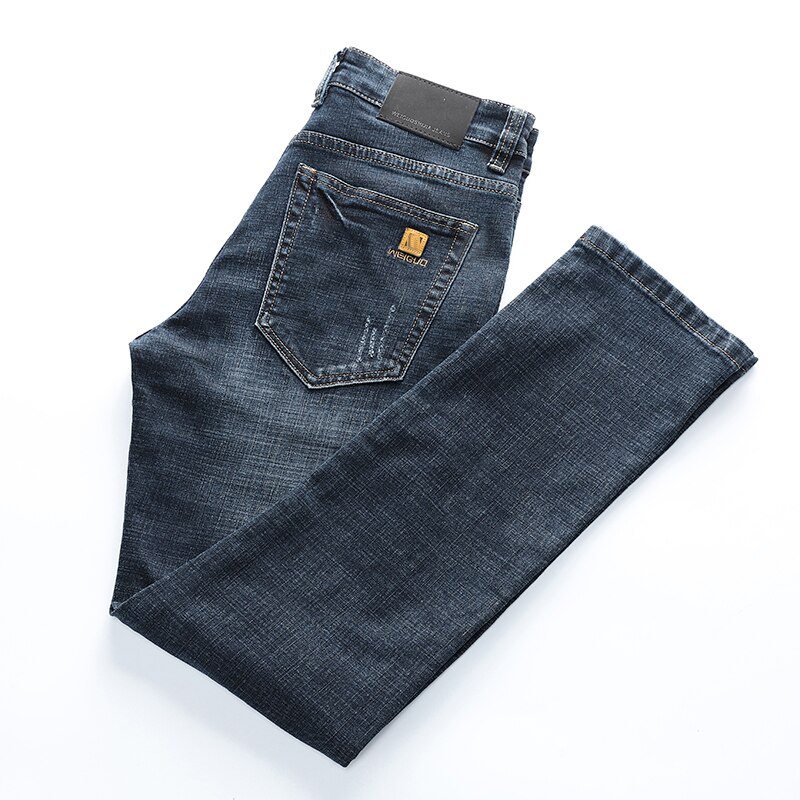Jeans för män modal tyg business casual stretch jeans byxor manligt märke jeans