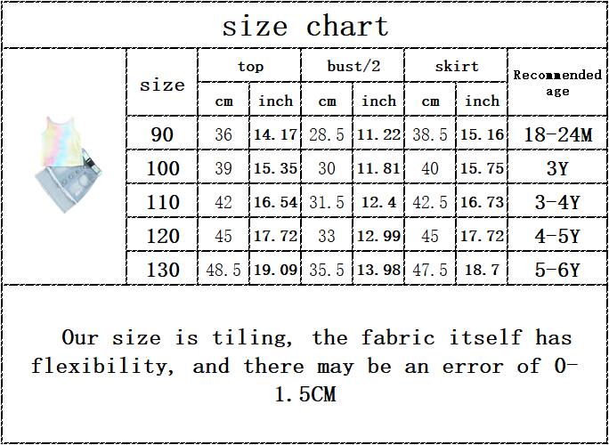 Kids Baby Meisjes Zomer Tie-Geverfd Top Vest Denim Knoppen Kwastje Rokken Riem Peuter Kinderen Kleding Set 2pcs 18M-6Y