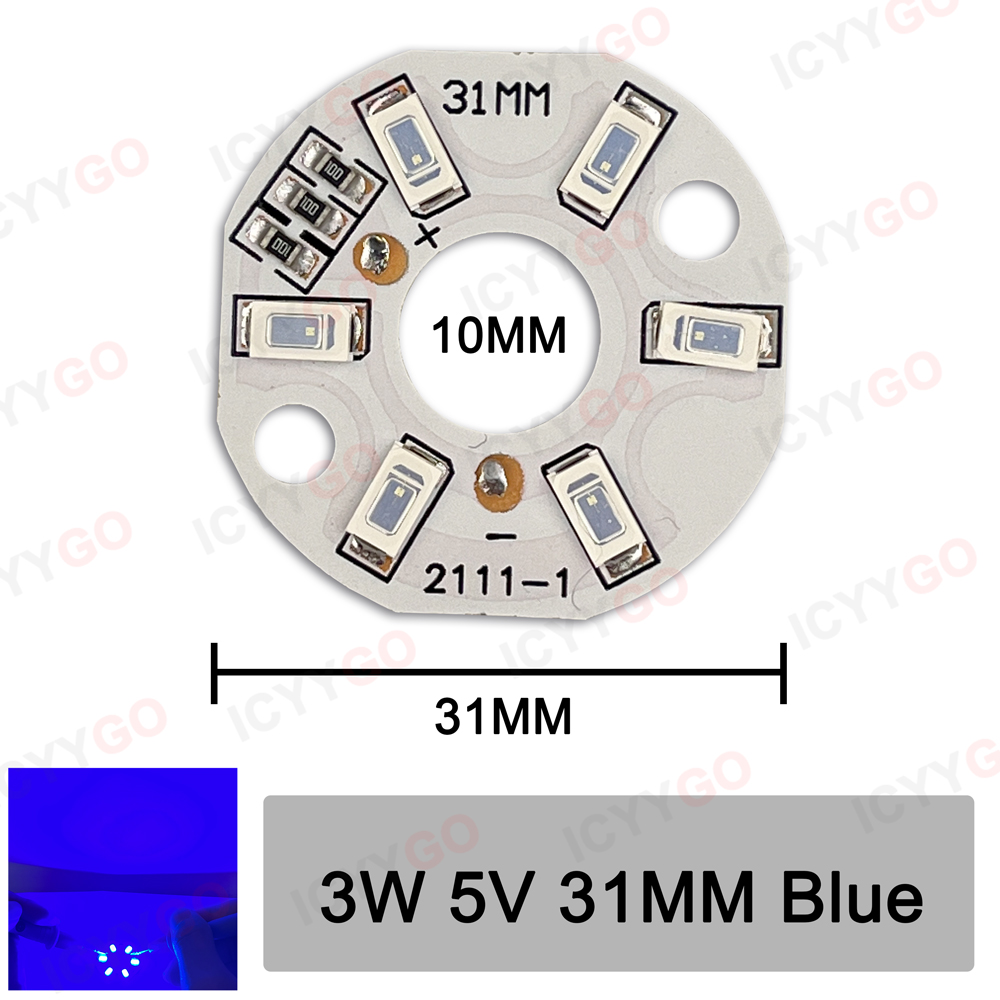 Baixa tensão redonda LED fonte de luz, DIY painel, branco quente, 4000K, 3W, 5V, vermelho, azul, verde, rosa, roxo, 31 milímetros: 380V / Branco frio