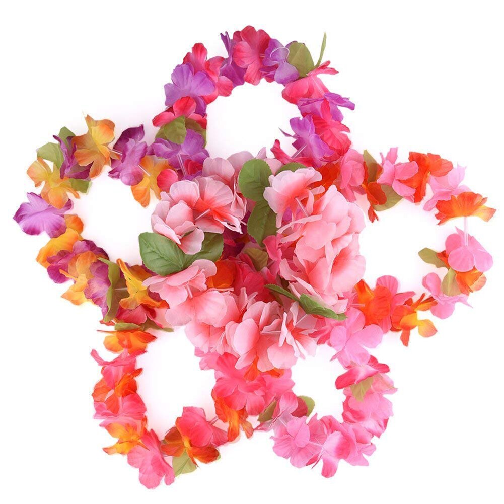 6Pcs Kunstmatige Bloem Krans Hoofdtooi Hoofdband Tropische Decoratieve Hawaii Luau Krans Hoofddeksels Feestartikelen Hoofddeksel