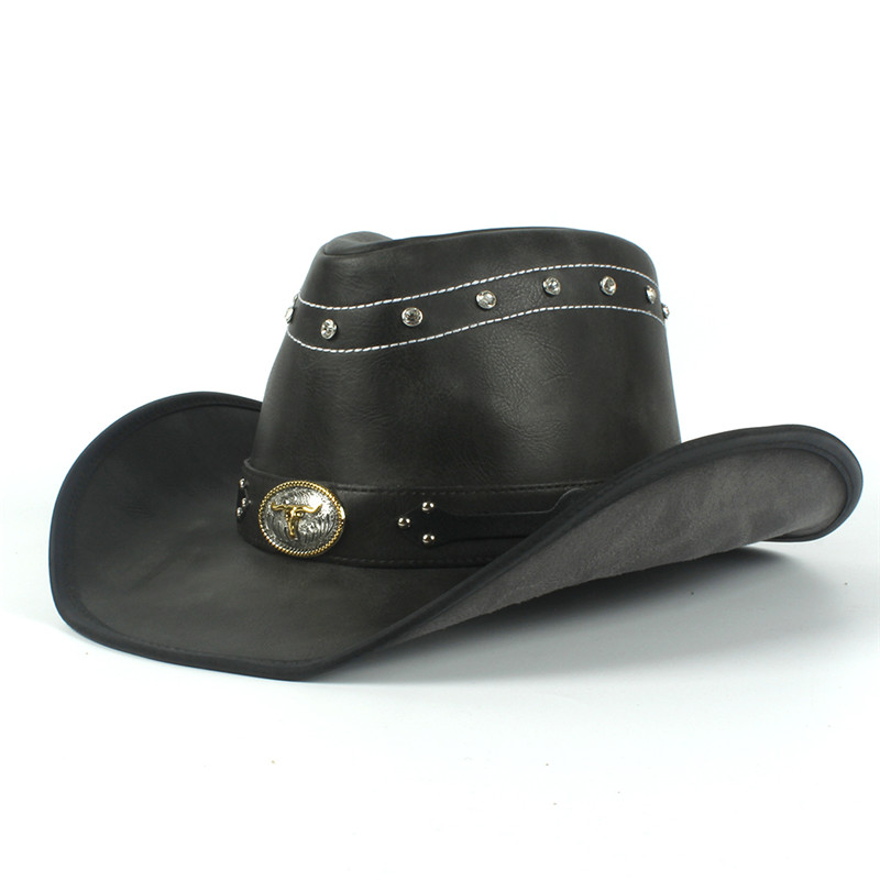 Mode Vrouwen Mannen Western Cowboy Hoed Voor Papa Gentleman Lady Sombrero Hombre Jazz Caps Met Tauren Riem Maat 58 CM