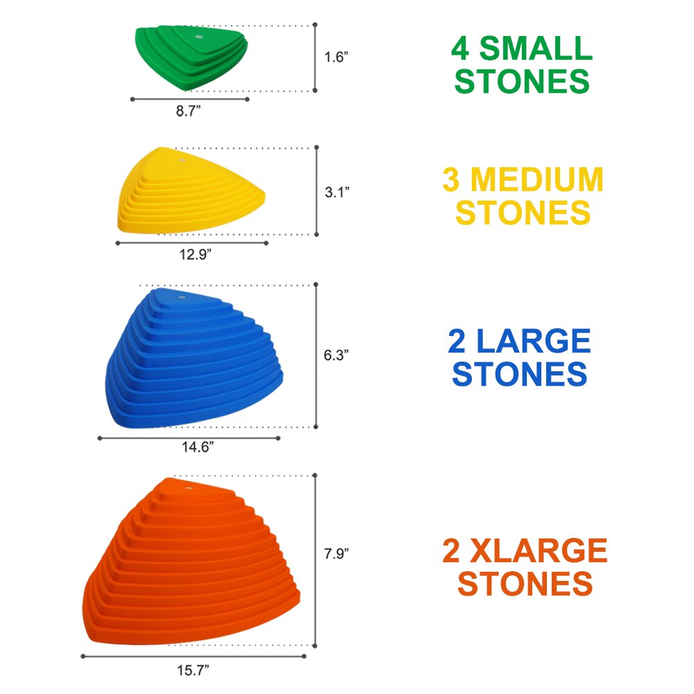 Balance Stepping Stones 11 Pieces Rainbow Crossing River Stone Massage Sensory Balance Training Outdoor Games Easy to Store
