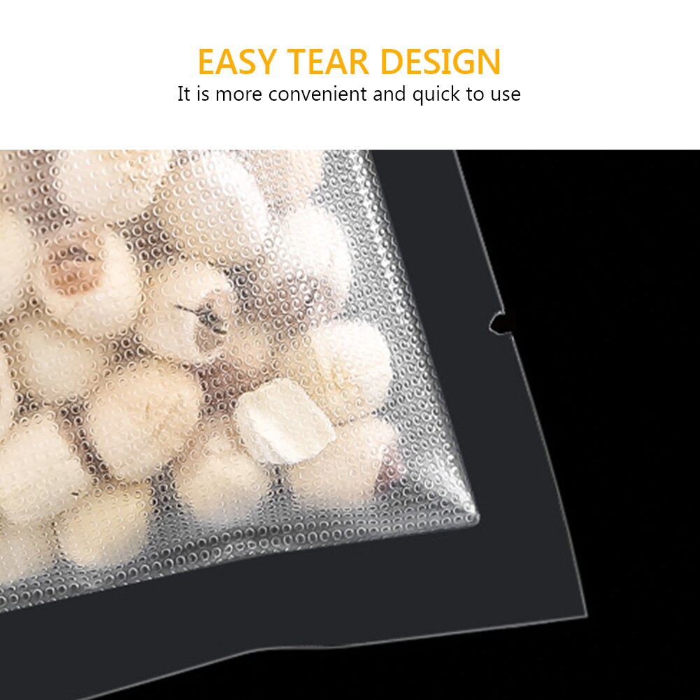 100Pcs Storage Freezing Food Vacuum Bags Kitchen Food Strong Sealer Embossed Storage Textured Pouches Clips Wrap Seal Packaging
