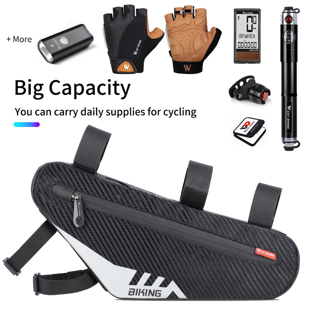WEST BIKING-bolsa triangular para bicicleta de montaña y carretera, herramientas de reparación, alforja negra, bolsa para tubo de ciclismo, accesorios para bicicleta