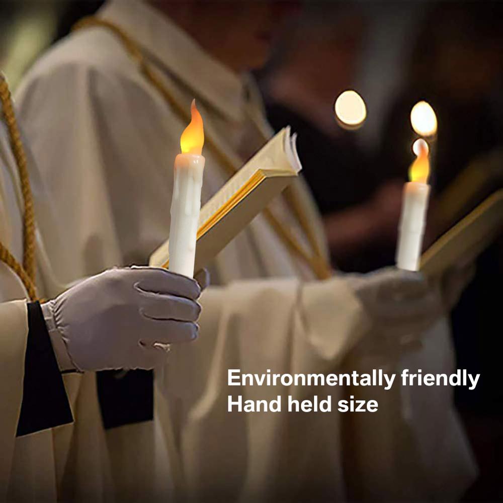 12/24pz portato candele coniche senza fiamma 6.5 &quot;candela affusolata alta a batteria candelieri portatili a fiamma tremolante bianco caldo