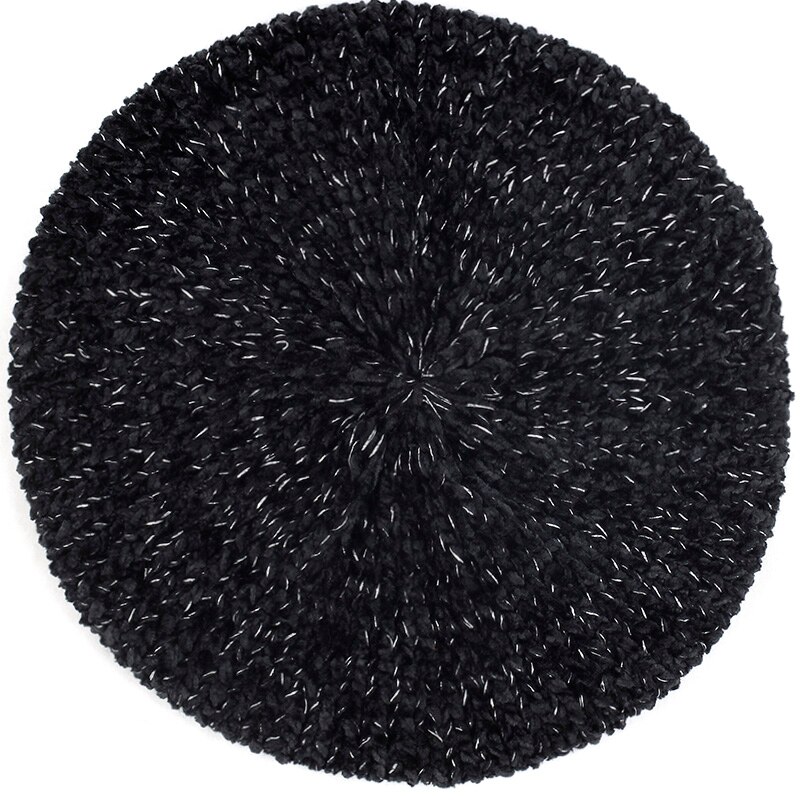 Knitted Wool Hats For Women Lady Winter Berets Spring Casual Warm Hat Female Solid Color Beret Hats Caps: black silver