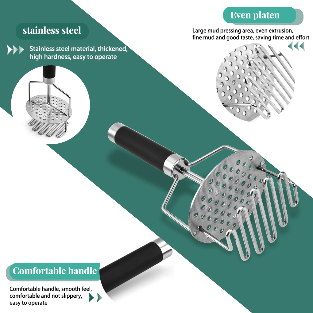 Stainless Steel Potato Masher Baby Food Vegetable Presser Ground Beef Mashing Tool Kitchen Cookware Bakery Chef