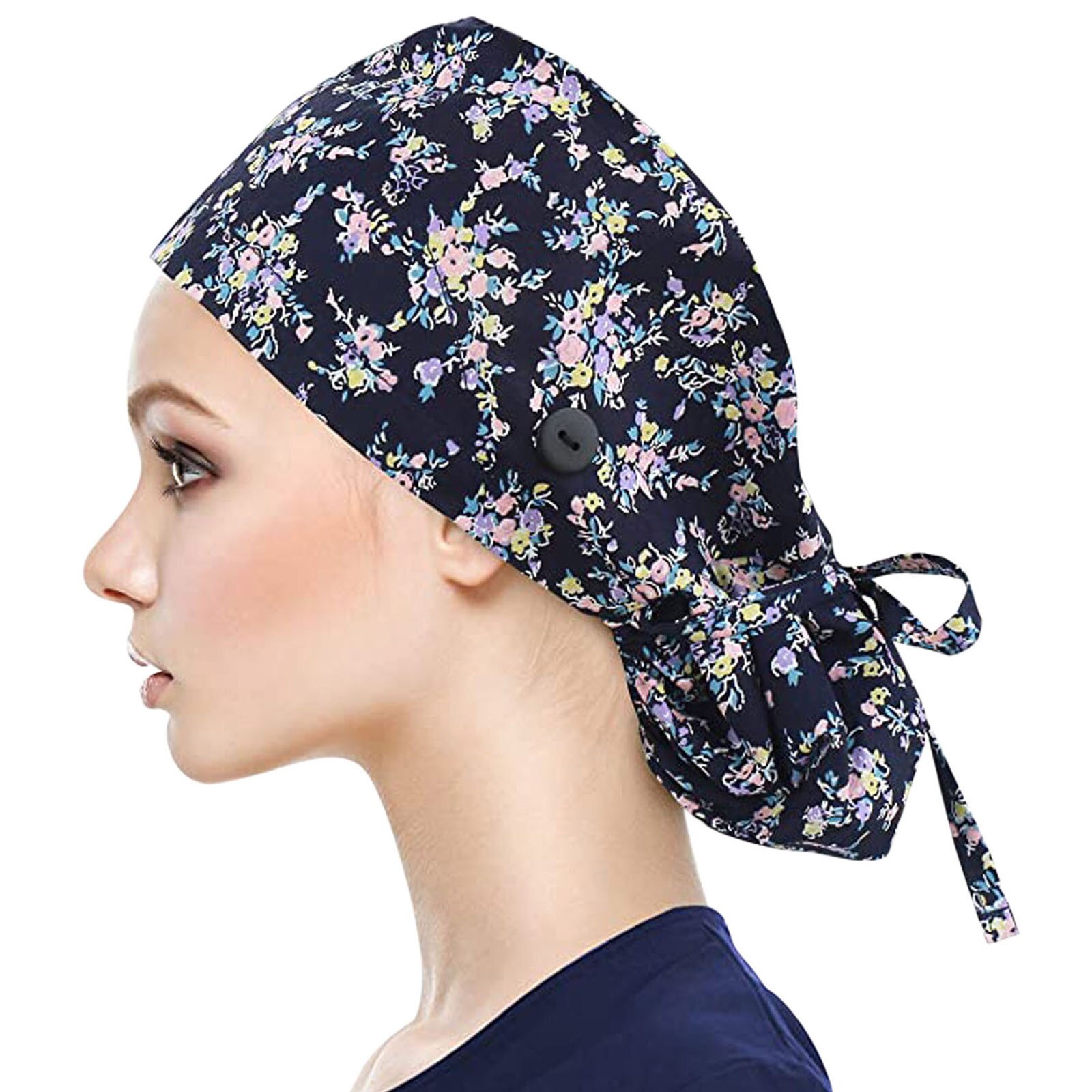 Gorro sanitario AB14 para hombre y mujer, Gorro sanitario con banda para el sudor, estampado de Enfermera, unisex: B