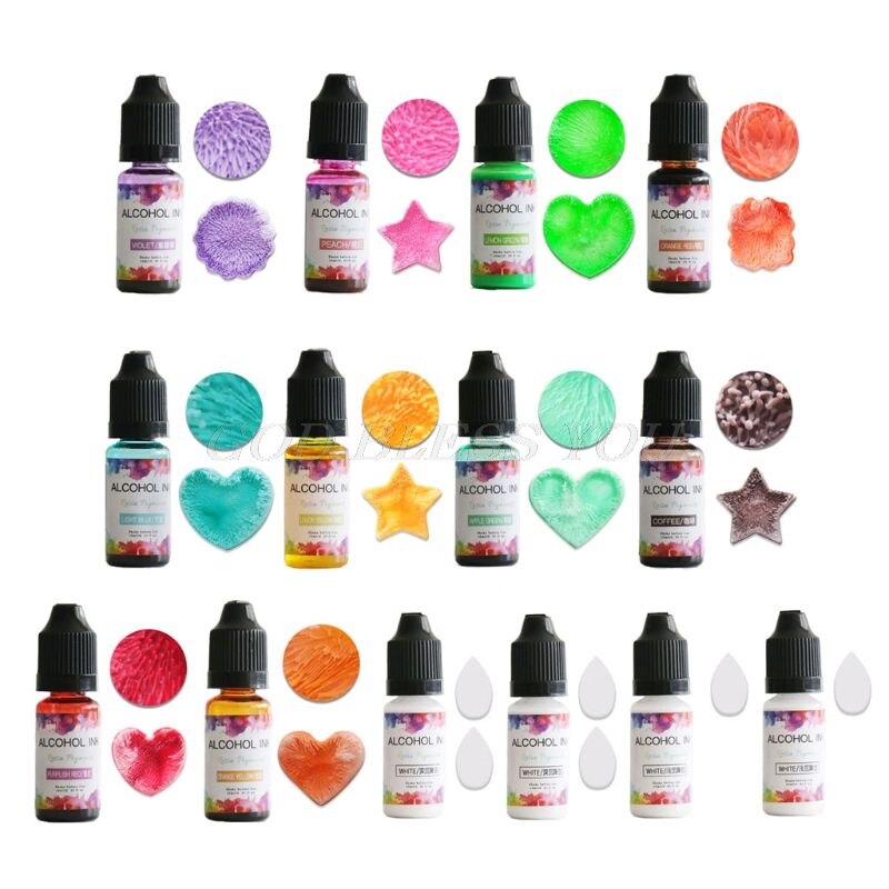 14 farve 10ml alkohol blæk diffusion harpiks pigment kit flydende farvestof farvestof diy blæk diffusion uv epoxy harpiks smykker fremstilling: B