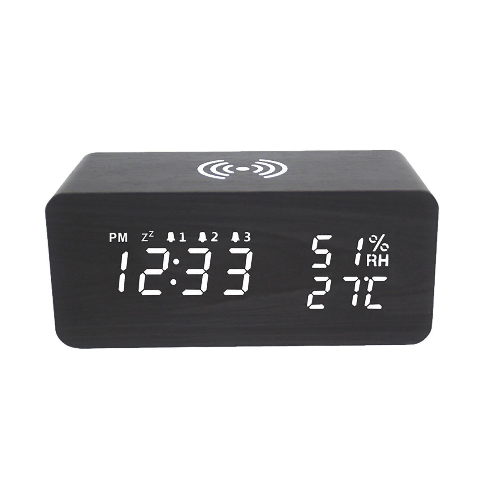 The alarm clock with Qi wireless charging pad is suitable for Iphone Samsung LED digital clock sound control function55#: Brown 