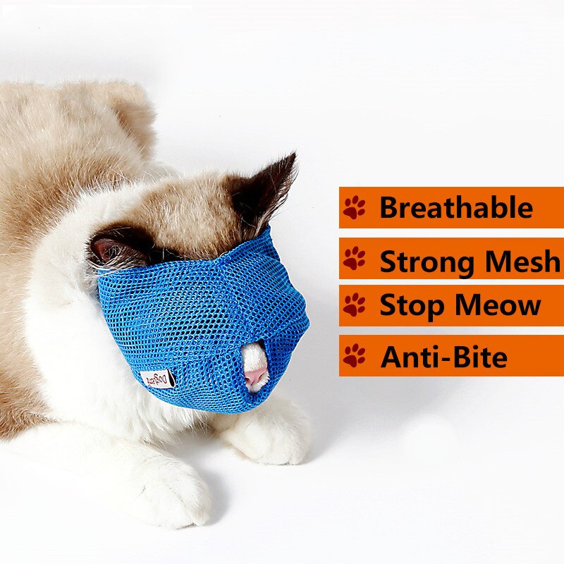 Bozal de Gato para gatos, malla transpirable, bozal de Mascota, herramienta de viaje para gatos, suministros de belleza para el baño, bolsa de baño para gatos S L
