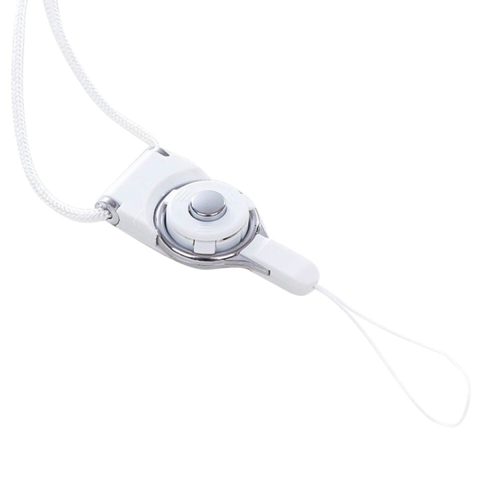 Universal Detachable Mobile Phone Case Lanyard Strap Finger Neck Hanging Rope: White