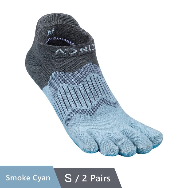 AONIJIE 2 Pairs Außen Socken Schnell Trocknend Fünf Kappe Socken Tragbare Toesocks Für Camping Wandern Trail Running Jogging E4810 E4806: Smoke Cyan S Size