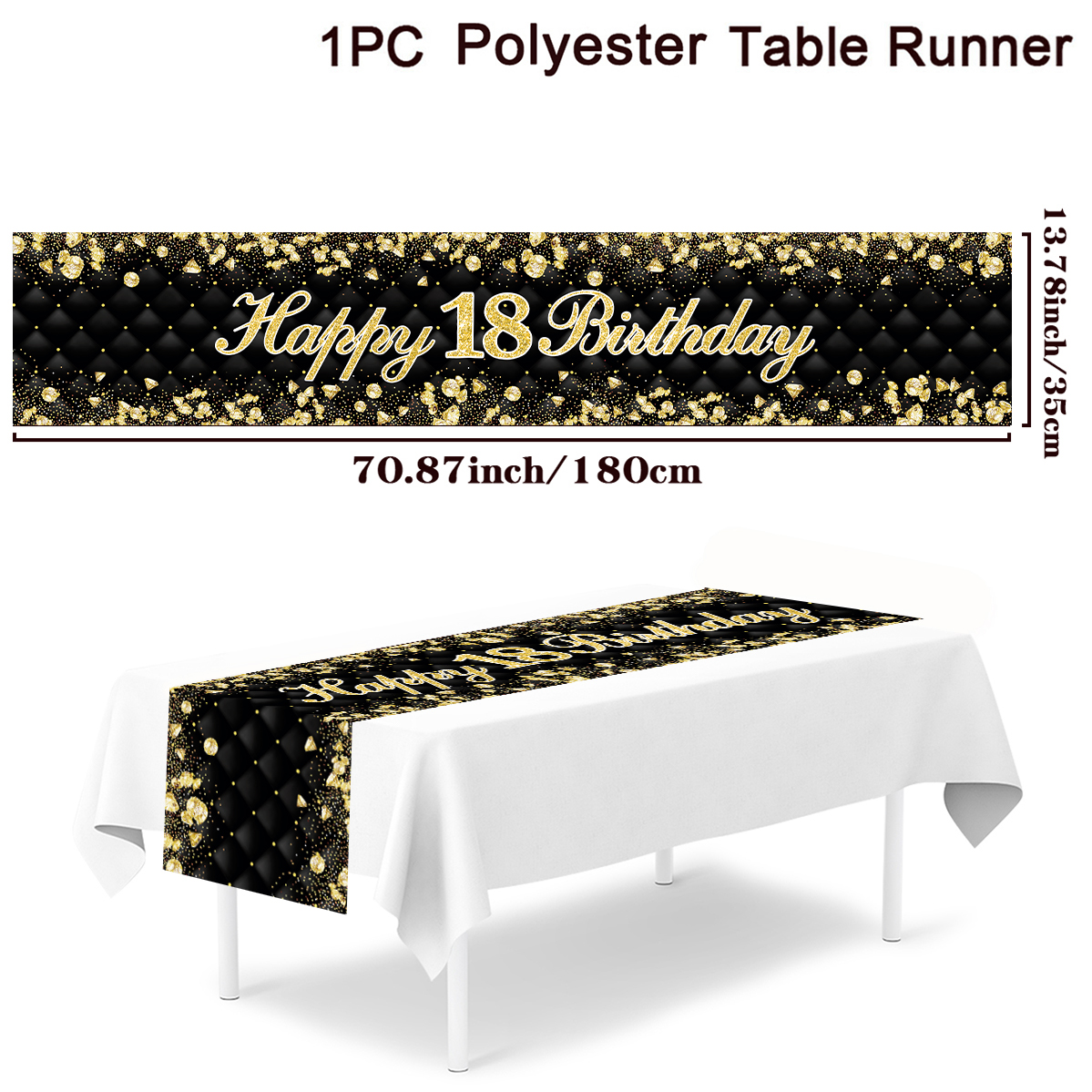 Chemin de Table d'anniversaire en or noir, couverture de Table d'anniversaire, nappe, décoration de fête pour la maison, anniversaire adulte, 18 30 40 50: Saphir profond