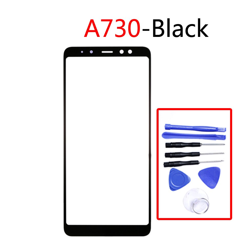 For Samsung Galaxy A8 A530 A530F A530X A8 Plus A8+ A730 A730F Front Outer Glass Lens Touch Screen Lens Replacement: A730-Black-With tool