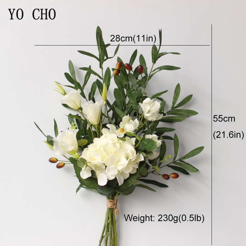 YO CHO ramo de novia de la boda de flor de rosa de seda Artificial . Exclusivo. Oliva hojas de eucalipto Festival de la decoración de la boda: C