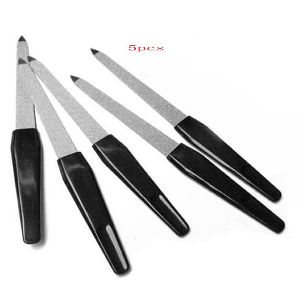 Juego de limas de Metal de doble cara para uñas, manicura con bordes fuertes, afilado, cuidado de uñas, belleza, pedicura, cuidado de los pies, 5 unids/set: Default Title
