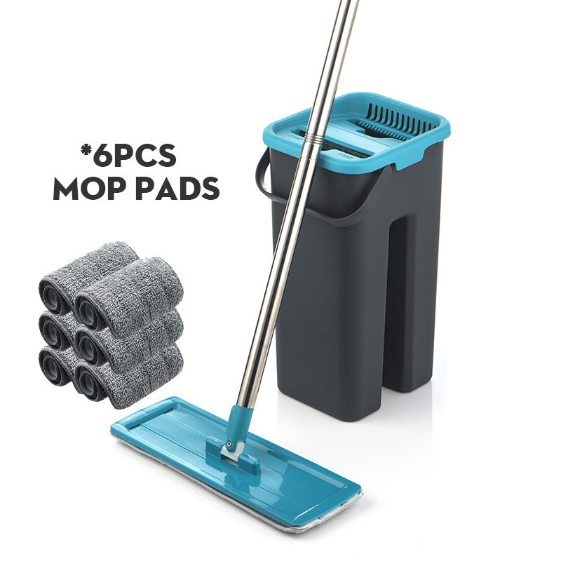 Seau plat de vadrouille de rotation paresseux de compression avec des tampons de microfibre lavage à la main auto-extrusion magique libre pour le nettoyage de plancher de cuisine: DR-BH24