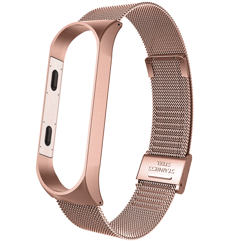 Bracelet de poignet de Bracelet pour Xiaomi Mi bande 3 MiBand 4 Bracelet en métal Bracelet en acier inoxydable Bracelet en option couleur: Rose Pink / For mi band 4