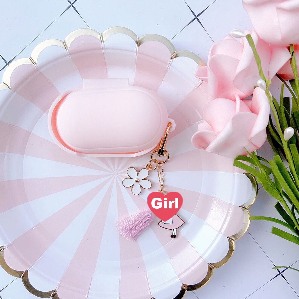 Coreano di lusso Del Silicone di Caso per Samsung Galaxy Gemme/Germogli + Più Della Copertura di Bluetooth del Trasduttore Auricolare Proteggere Gli Accessori Portachiavi Decor Ragazza: B