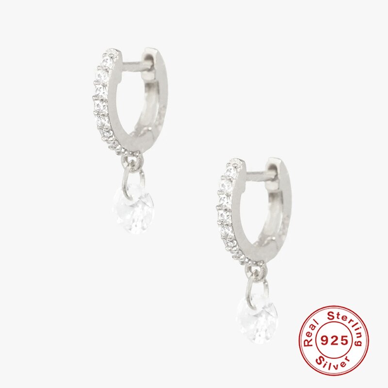 925 Sterling Silver Earring Luxury CZ Hoop Earrings for Wedding Anniversary Party Fine Jewelry Woman Earring: 12