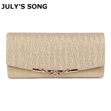 July's Lied Shiny Vrouwen Avond Bruiloft Clutch Bag Met Ketting Luxe Glitter Party Bridal Dames Handtassen Bolsa Mujer