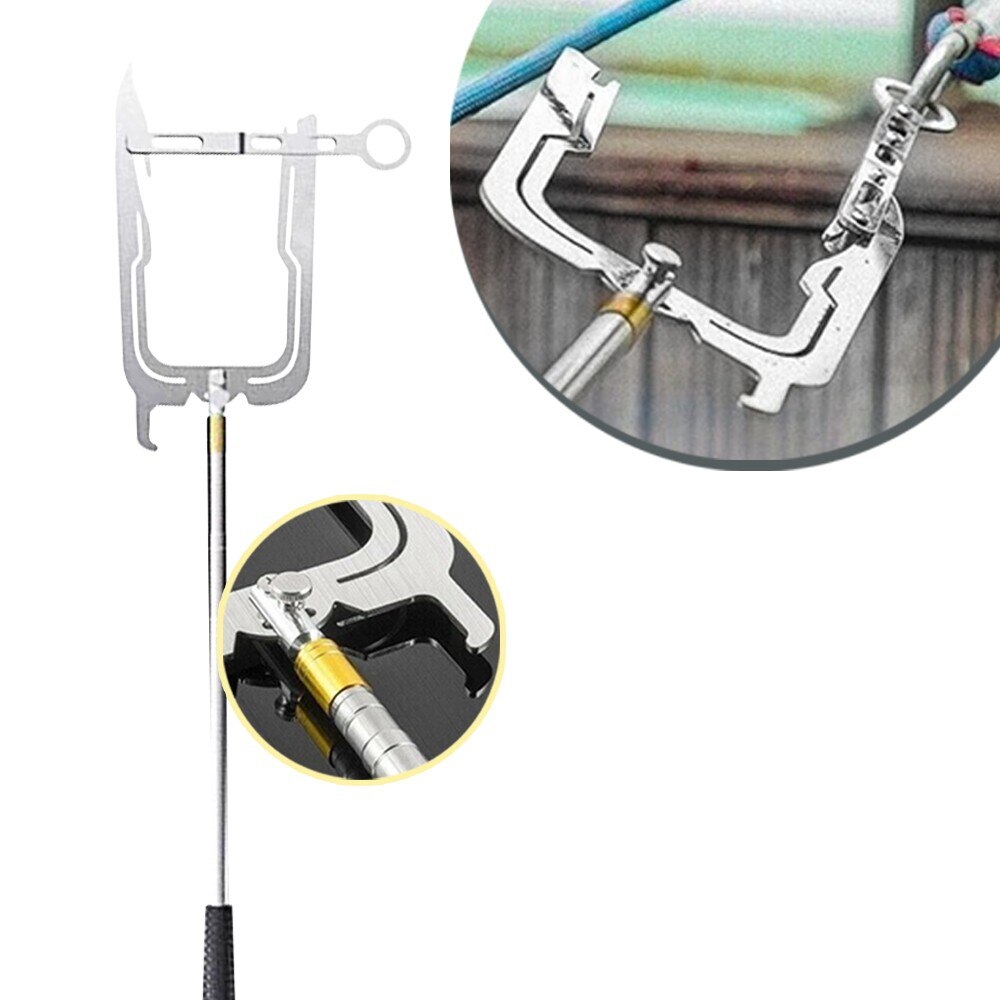 Telescopic Boat Hook and Rope for Boat Easy Long-Distance Threader Boat Accessories