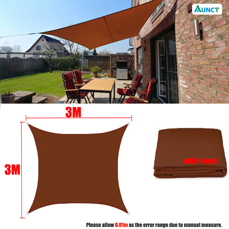 Brown Waterproof Sun Shade Sail All size Square Rectangle Triangle Garden Terrace Canopy UV-Block Shade Camp Hiking Yard Awnings: light yellow