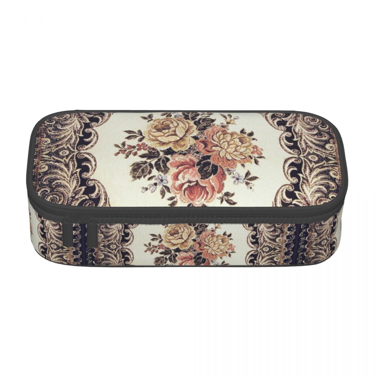 Custom Luxury European Baroque Art Pencil Cases for Girl Boy Large Storage Pen Box Bag Stationery: Navy Blue