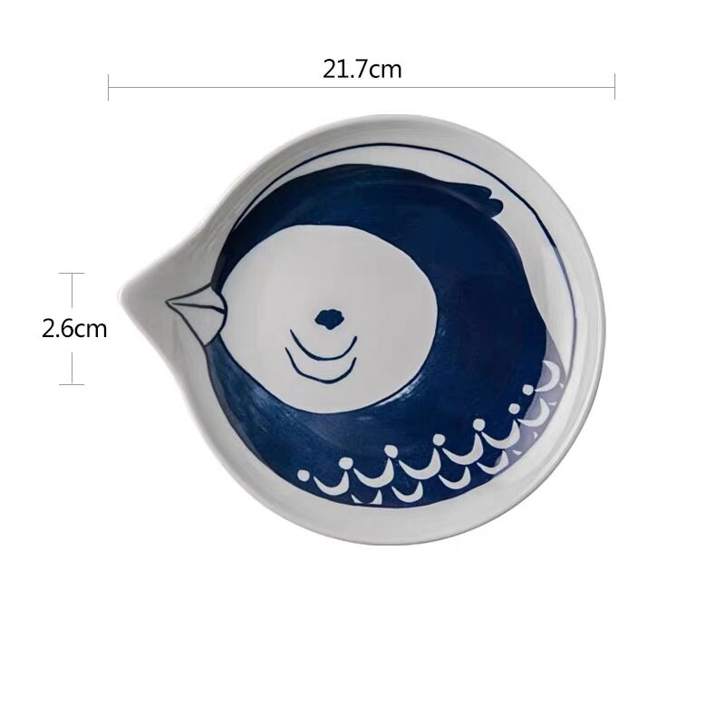 Japanese Style Ceramic Dessert Sauce Dish Tableware Cute Cartoon Lucky Cat Pattern Water Shape Fruit Sushi Plates: G- 21.7cm