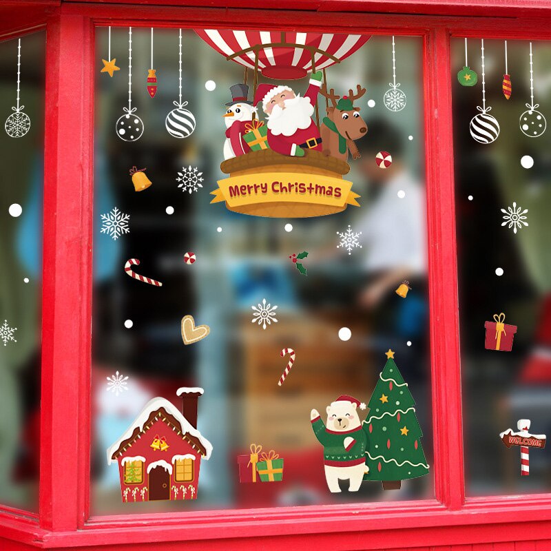 Fönster klistermärke jul god jul dekoration för hem ornament garland år hemmakontor dekor