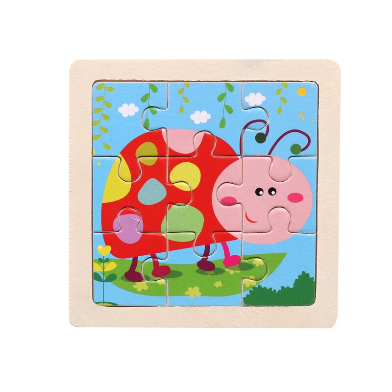 Intelligence Kids Toy Wooden 3D Puzzle Jigsaw Tangram for Children Baby Cartoon Animal/Traffic Puzzles Educational Learning Toys: Beetle