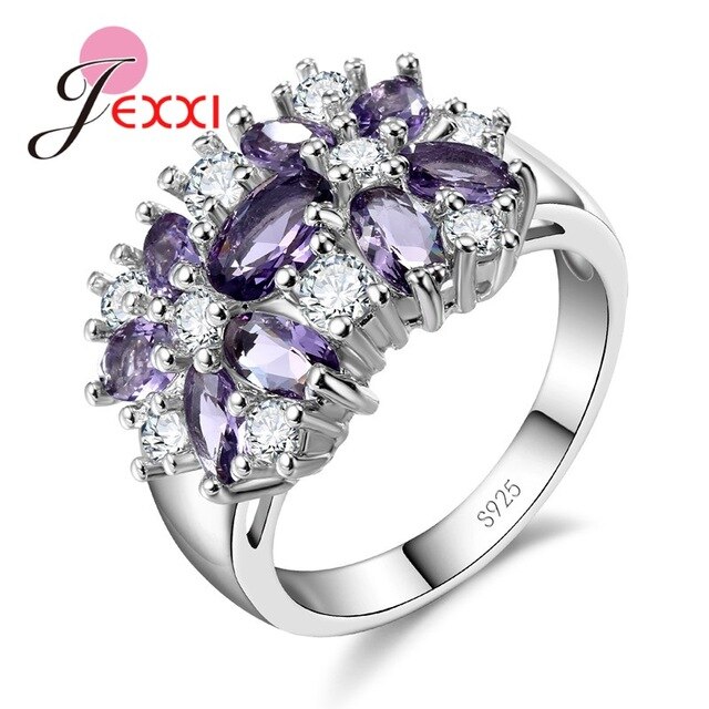 925 Sterling Silber Frauen, Verlobung, Hochzeit Ringe Mit Farbenfrohes Shinny CZ Cubic Für Damen: 8 / Purple