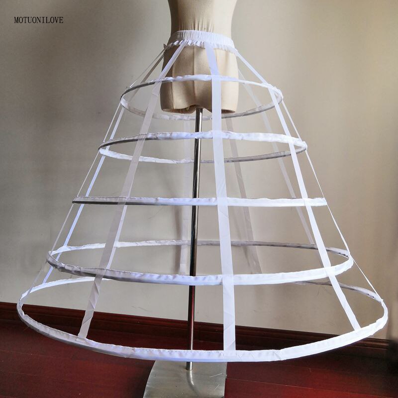 Accesorios de boda bajo falda para mujer, 5 aros, ancho, Vestido de crinolina, largo