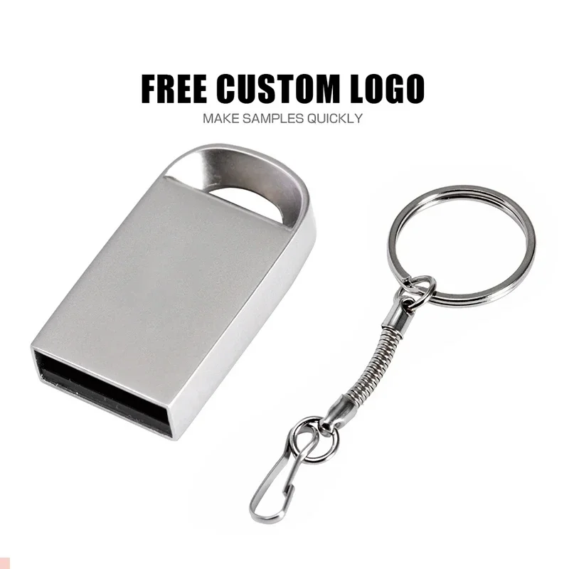 JASATER Super Mini Metal USB Flash Drive 128GB Silver Pen Drive z bezpłatnym kółkiem na klucze 64GB Zabawny kreatywny prezent Pamięć 32GB