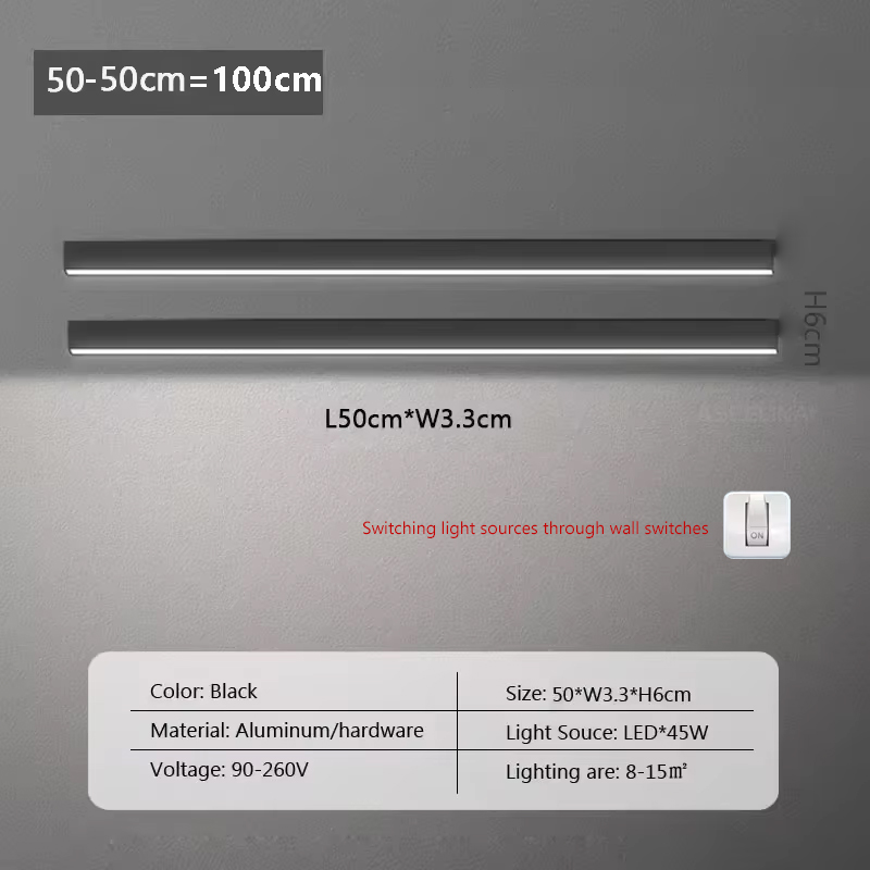 Lange LED-strip plafondlamp schijnwerper voor slaapkamer eetkamer woonkamer garderobe minimalistische led-plafondlamp binnendecoratie: Warm White / Clear