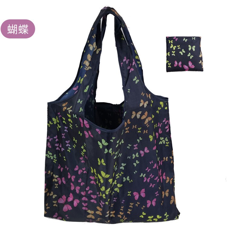 Big Polyester ECO Folding Bag Reusable Shopping Bags for Market Foldable Shop Bag Eco-friend Reduce Plastic: butterfly