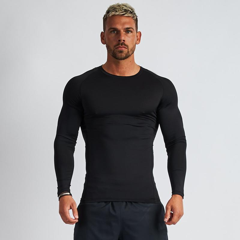 Lauf T-Shirt Männer Rollkragen Kompression Shirt trainieren Fitness Spitzen Herbst Bodybuilding Kleidung Fitnessstudio Langarm T Hemden