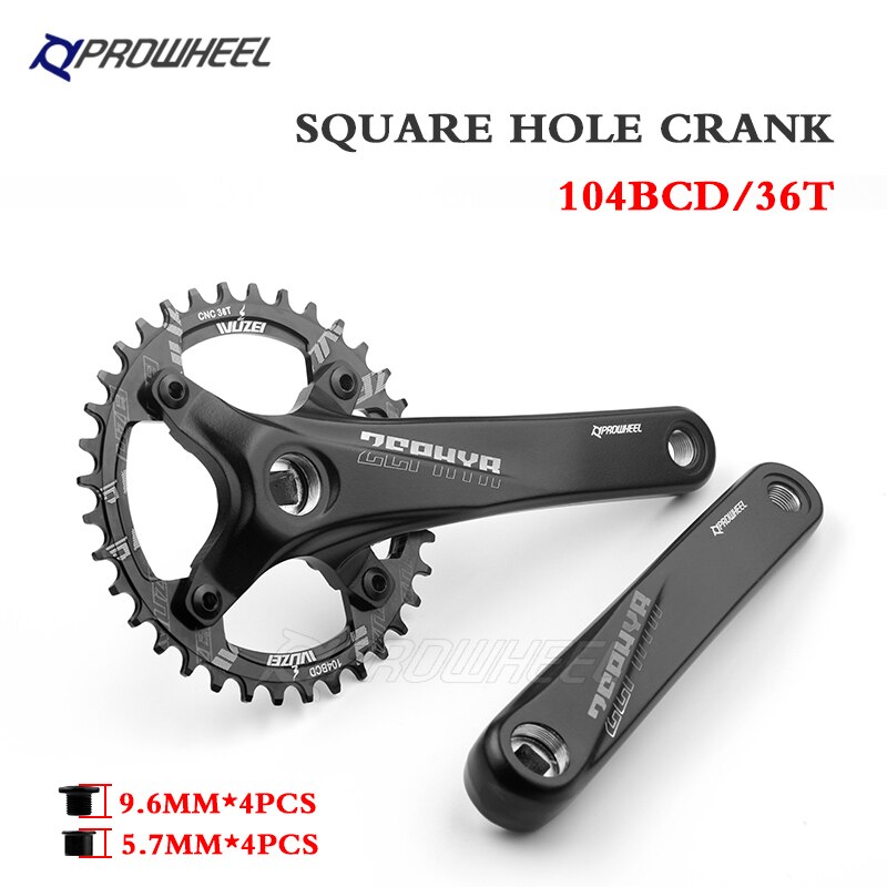 Prowheel 170/175mm manivelle 32-52T plaque pédalier vélo manivelle VTT roue à chaîne pignon trou carré 104BCD accessoires: Bourgogne / 170mm