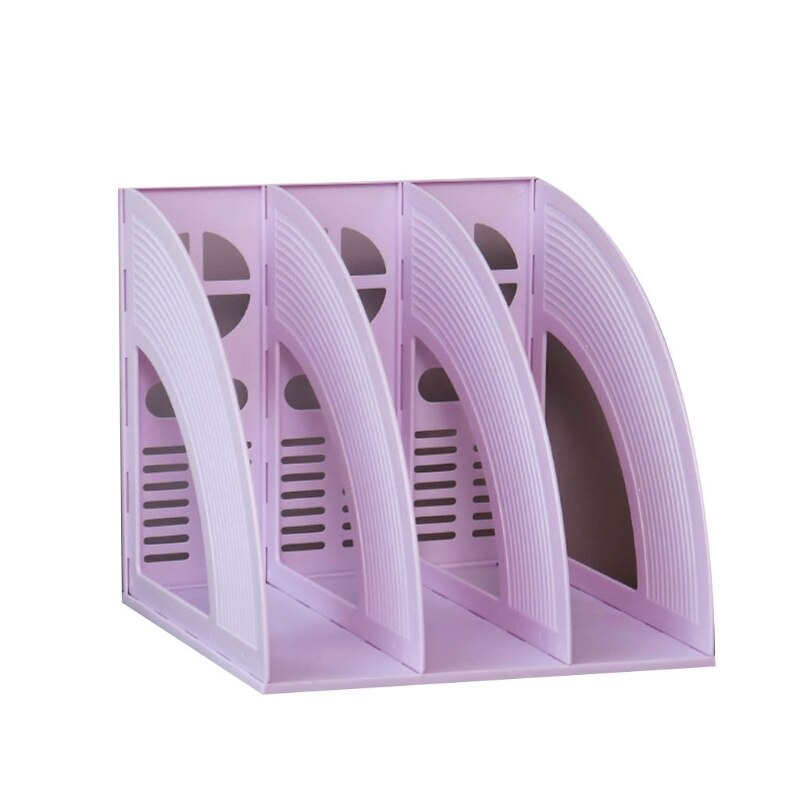 Porte-fichiers Vertical à 3 ou 4 grilles, porte-documents de bureau, support Vertical, bouchon de livre, accès par traction, papeterie de bureau: Purple A