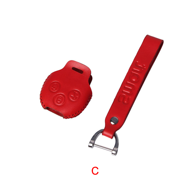 Funda de cuero para llave de coche, carcasa para llave remota para Mercedes Smart Fortwo Forfour 453, accesorios de decoración de estilo: 451 red