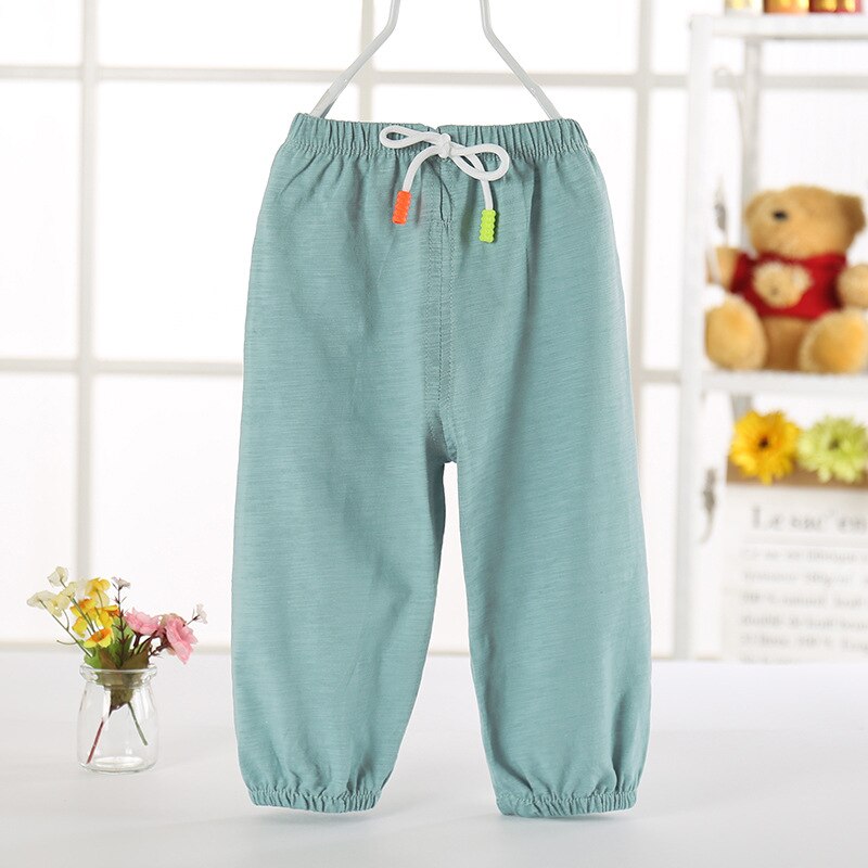 12M-5T Baby Summer Candy Color Anti-Mosquito Pants Boy Girl Soft Bamboo Cotton Tie Bloomers Loose Pants Kids Spring Harem Pants