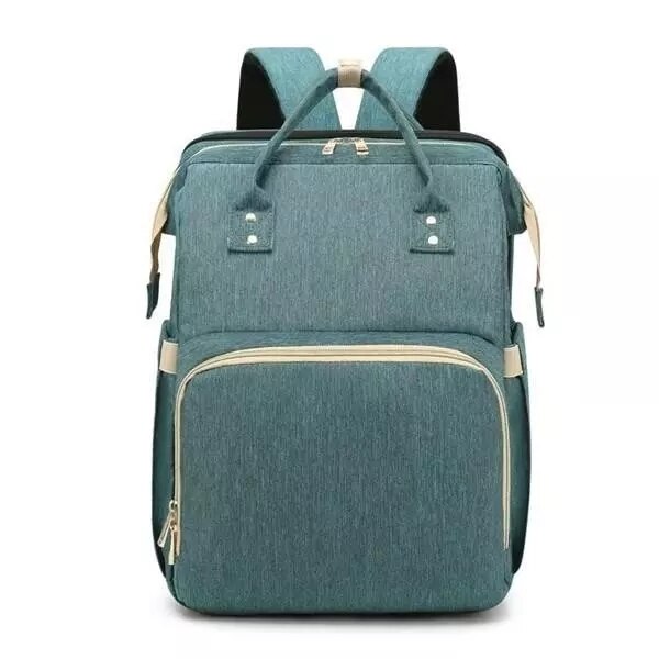 Bleposer rygsæk foldbar baby seng krybbe taske stor kapacitet skiftemåtte rygsæk med skiftende seng baby rygsæk: Grøn