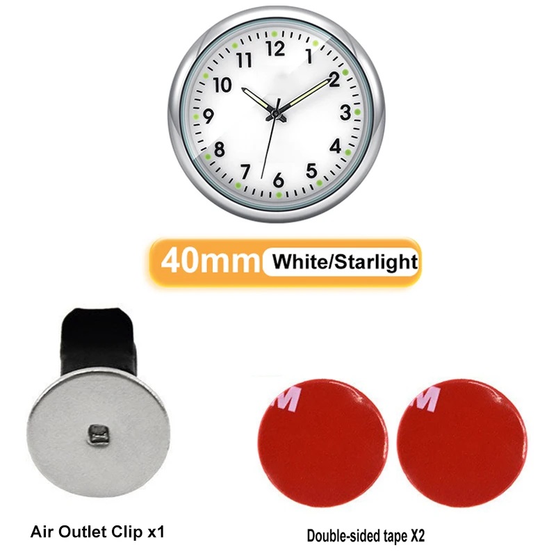 Mini Luminous Car Clock Automobiles Internal Stick-On Watch Mechanics Quartz Clocks Auto Ornament 40/43mm Mini Digital Clock: black