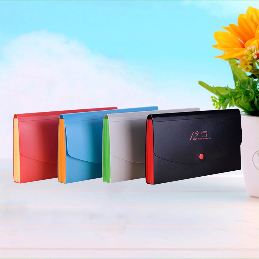 12 Grids Expanding File Folder Organiser Portable Documents Accordion Button Closure Business Document Folder Storage Ba