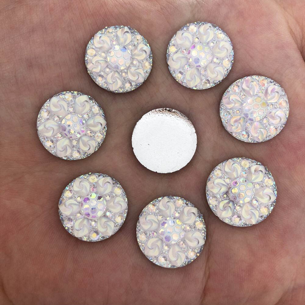 20 stks 16mm AB Hars Ronde Plaksteen Strass Versiering Knop DIY Ambachtelijke R64: 2