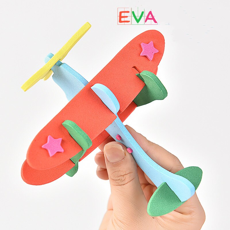 1 stks EVA 3D stereo puzzel Vliegtuig kinderen creatieve DIY montage vlucht model jongen hand geassembleerd puzzel speelgoed Kleur willekeurige